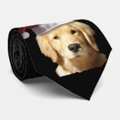 Cravate Golden Retriever portant un Casquette du Père Noël (Roulé)