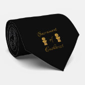 Cravate Golden Sacrament of Eucharist Host and Chalice (Roulé)