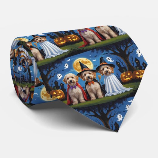 Cravate Goldendoodle Chiens Citrouille Halloween Funny (Roulé)