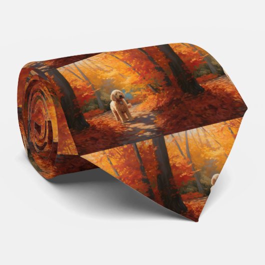 Cravate Goldendoodle en automne Leaves Fall Inspire (Roulé)