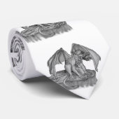 Cravate GOLEM - Gargoyle noir et blanc (Roulé)