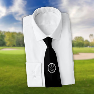Cravate Golf personnalisé Monogramme Noir et Blanc