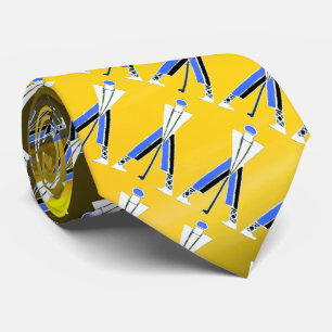 CRAVATE GOLFER BLEU JAUNE BLANC STYLISÉ, JOUEURS DE GOLF
