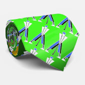 CRAVATE GOLFER BLEU VERT BLANC STYLISÉ, JOUEURS DE GOLF (Roulé)