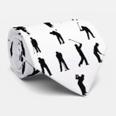 Cravate Golfers Silhouette Patte noir et blanc (Roulé)
