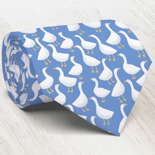 Cravate Goose Bird Pattern Blue