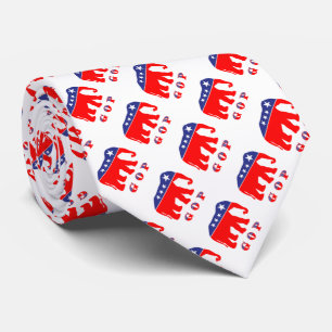 Cravate GOP - Eléphant rouge, blanc et bleu