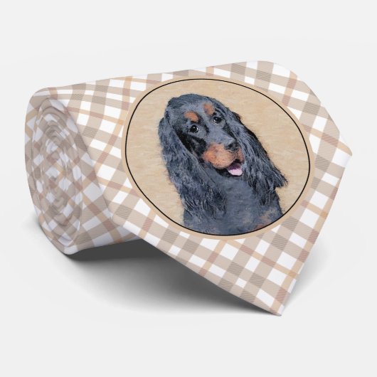 Cravate Gordon Setter Peinture - Joli art original chien (Roulé)
