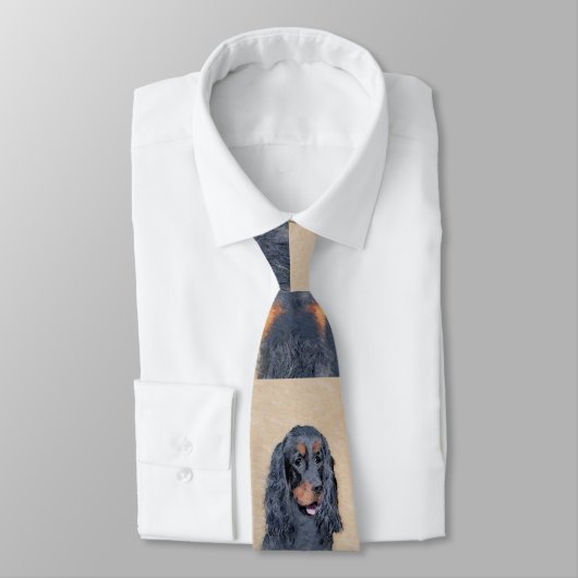 Cravate Gordon Setter Peinture - Joli art original chien (Attaché)