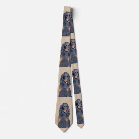 Cravate Gordon Setter Peinture - Joli art original chien (Devant)