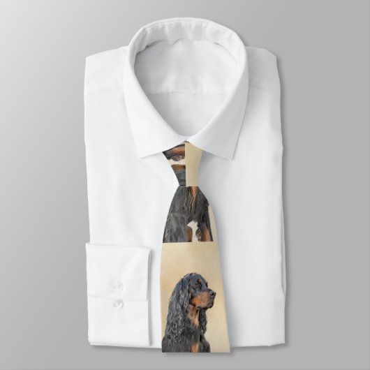 Cravate Gordon Setter Peinture - Joli art original chien (Attaché)