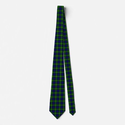 Cravate Gordon tartan bleu vert plaid (Devant)