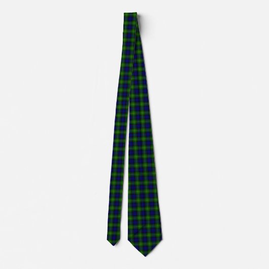 Cravate Gordon tartan bleu vert plaid (Dos)