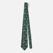 Cravate Goth Crows et Roses noirs Profond Turquoise Motif (Devant)