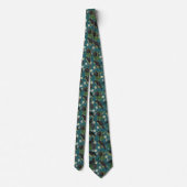Cravate Goth Crows et Roses noirs Profond Turquoise Motif (Dos)