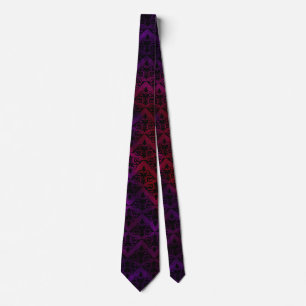 Cravate Goth Damask avec noir sur violet et rouge
