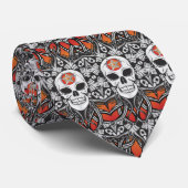 Cravate Goth Skull - Orange (Roulé)