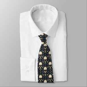 Cravate Goth Skuls sur Blue Floral