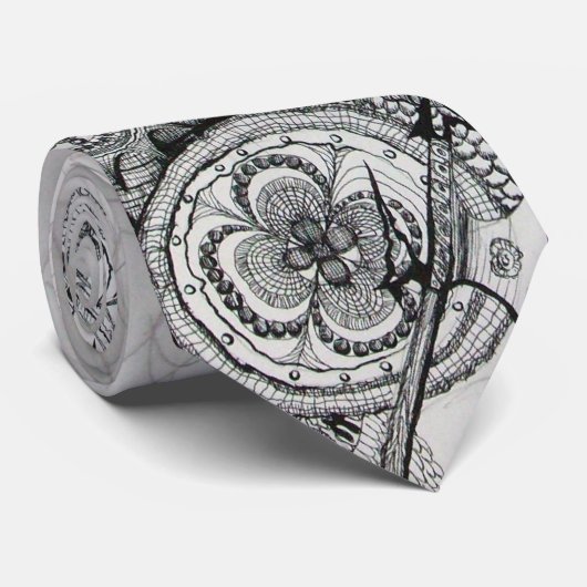 Cravate GOTHIC WARRIORS Barbarian Knights Black White (Roulé)