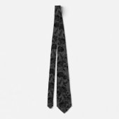 Cravate Gothique Charbon Damask Black Floral Mariage (Dos)