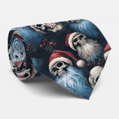 Cravate Gothique Rouge Bleu Bleu à thème Père Noël Crânes  (Roulé)
