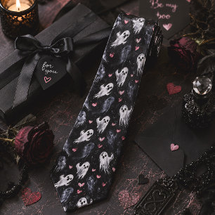 Cravate Gothiques Saint-Valentin Fantômes & Cœurs