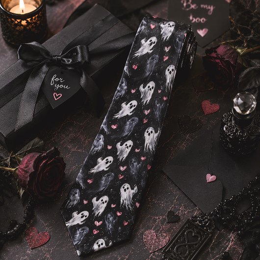 Cravate Gothiques Saint-Valentin Fantômes & Cœurs