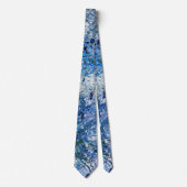 Cravate Gouttes Bleues Abstraction (Devant)