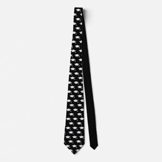 Cravate Graduation Black White Cap Icon Pattern Keepsake (Devant)