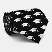 Cravate Graduation Black White Cap Icon Pattern Keepsake (Roulé)