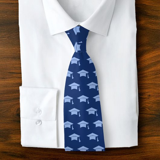 Cravate Graduation Navy Blue Cap Icon Pattern Bold Classy