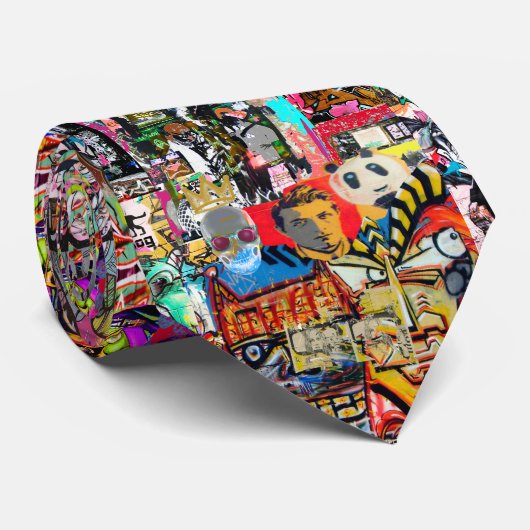 Cravate Graffiti mur art collage (Roulé)