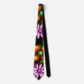 Cravate Graffiti Style Fleurs & Ladybug rose violet rouge (Devant)