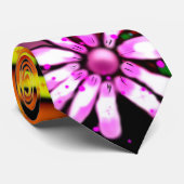 Cravate Graffiti Style Fleurs & Ladybug rose violet rouge (Roulé)