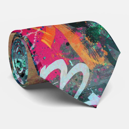 Cravate Graffiti Wall et Spray Paint Splatter (Roulé)