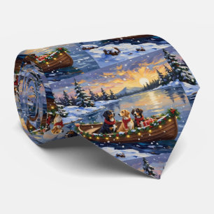 Cravate Grand chien de montagne suisse Noël Bateau Fêtes