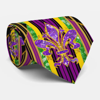 Cravate Grand collet de Mardi Gras avec rayure dorée en fo