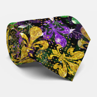 Cravate Grand collet de Mardi Gras avec rayure dorée en fo