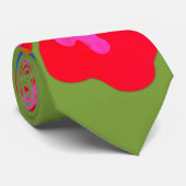 Cravate Grand collet tropical illustré à motif d'hibiscus  (Roulé)