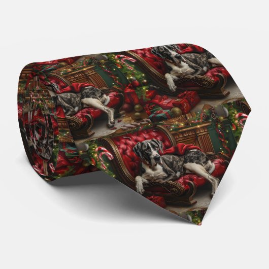 Cravate Grand Danois Noël Fête (Roulé)