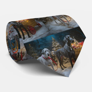 Cravate Grand Danois Traîneau de Neige Décor de Noël