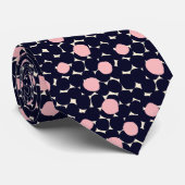 Cravate Grand motif de point bleu et rose (Roulé)