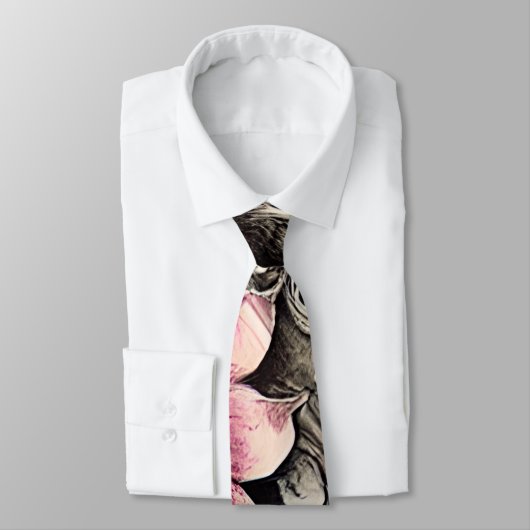 Cravate Grand Motif gothique Vintage rose (Attaché)