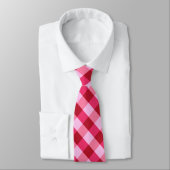 Cravate Grand Plaid en fraise rose et rouge (Attaché)