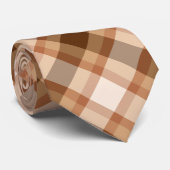 Cravate Grand Plaid moderne, Brown, Beige, Cuivre et Tan (Roulé)