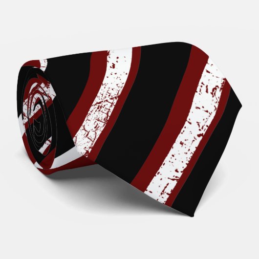 Cravate grand rayures noir vin élégant (Roulé)