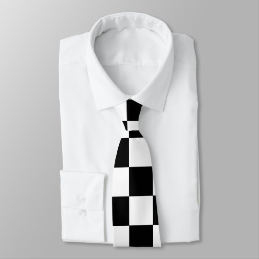 Cravate Grande À damiers noire et blanche (Attaché)