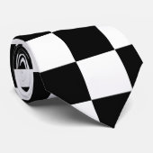 Cravate Grande À damiers noire et blanche (Roulé)
