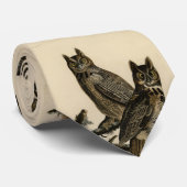 Cravate Grande Chouette à la corne des oiseaux d'Amérique  (Roulé)