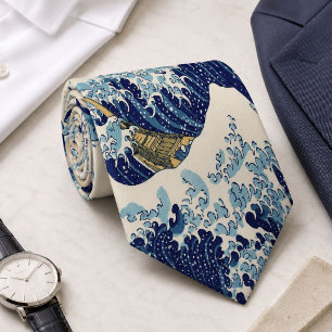Cravate Grande vague d'art japonais vintage